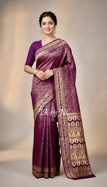 Byzantine Banarasi Mashru Katan Silk Saree