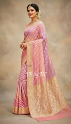 Salmon Banarasi Pure Khaddi Georgette Saree