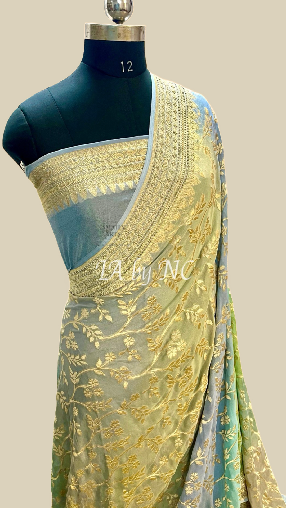 Pigeon Banarasi Pure Khaddi Georgette Saree