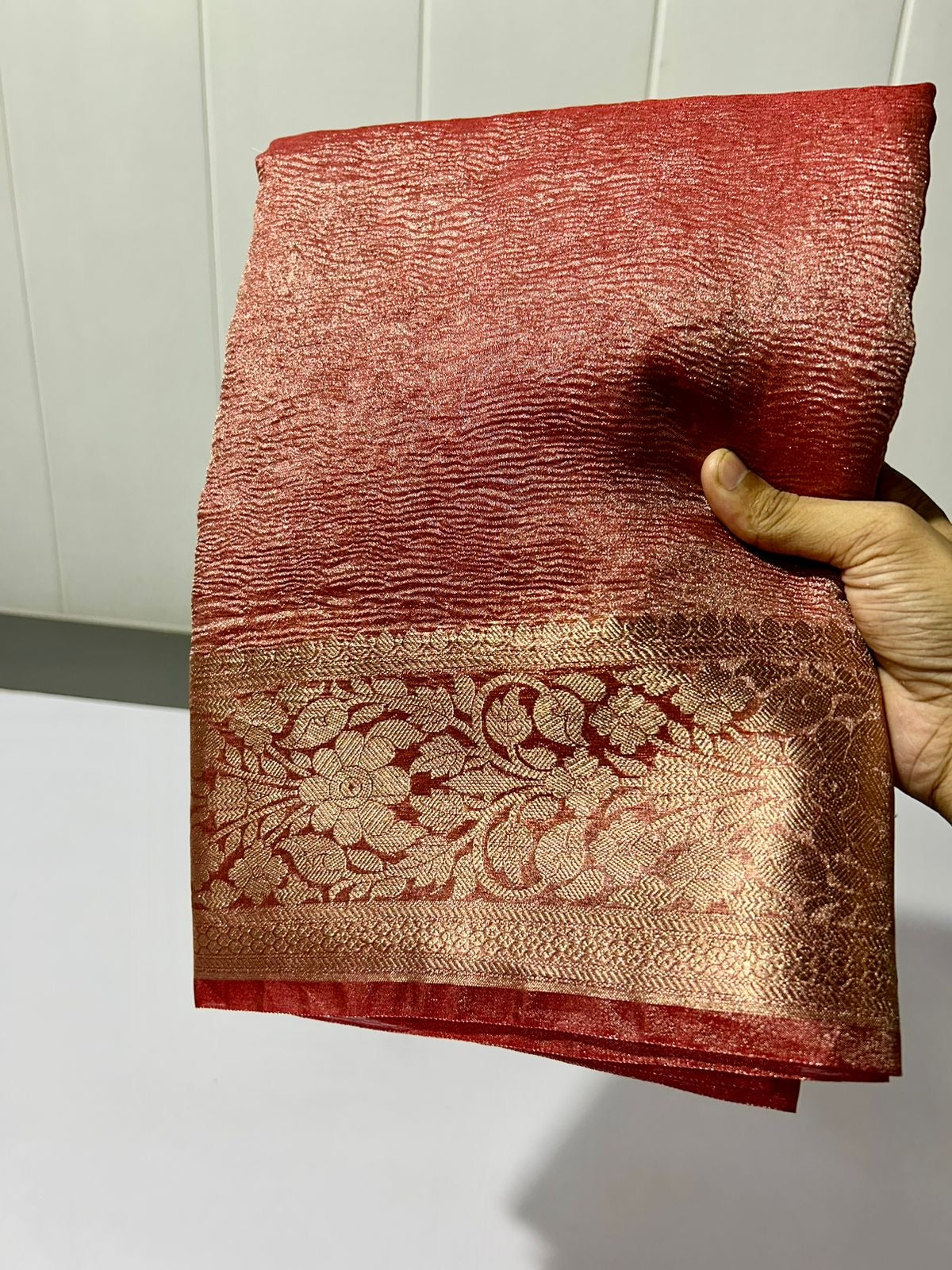 Banarasi Blend Tissue Silk Crushed Saree