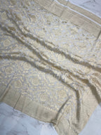White Banarasi Pure Khaddi Georgette Dupatta