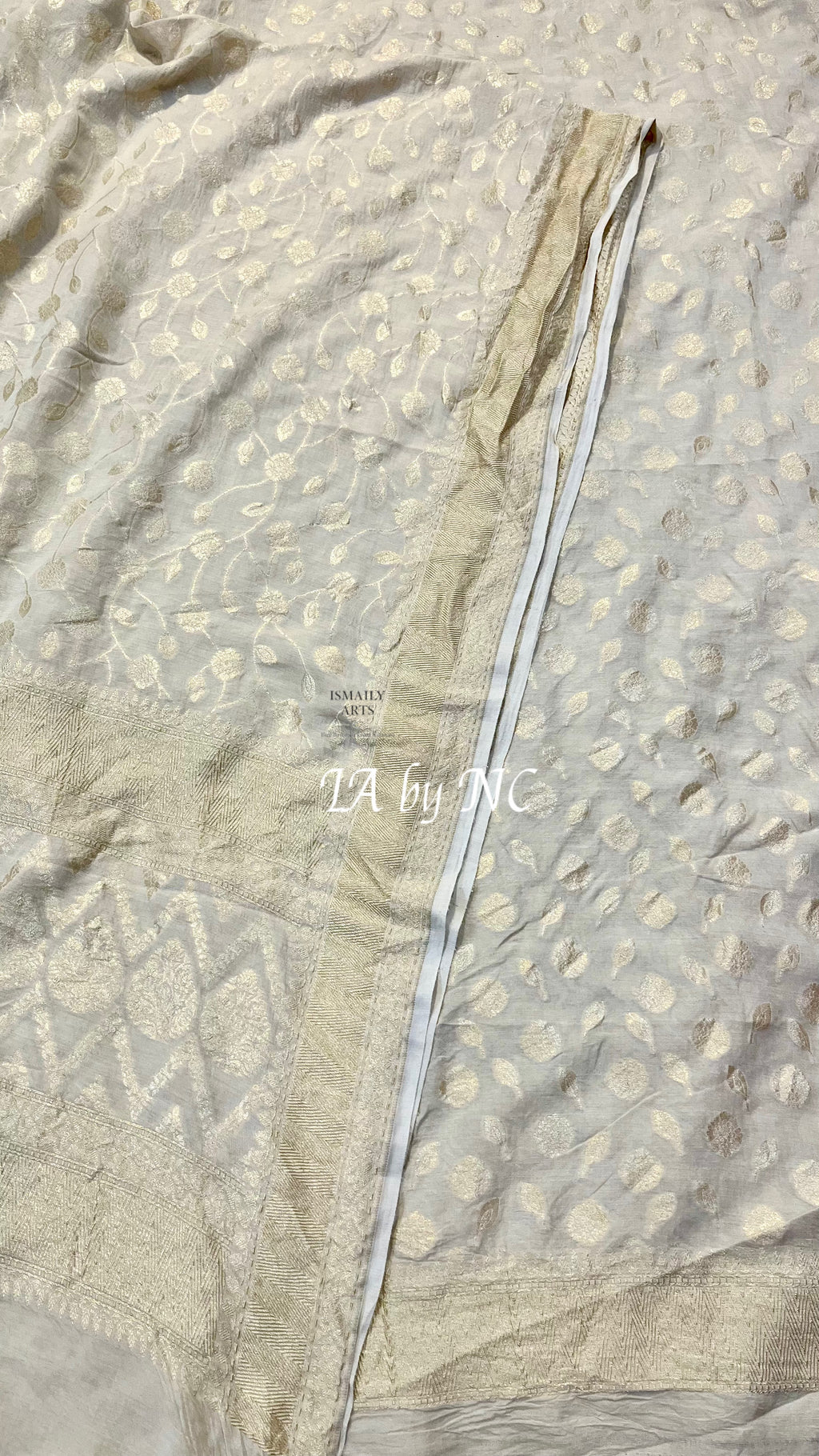 Beige Banarasi Pure Munga Silk Dress Material