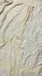 Beige Banarasi Pure Munga Silk Dress Material