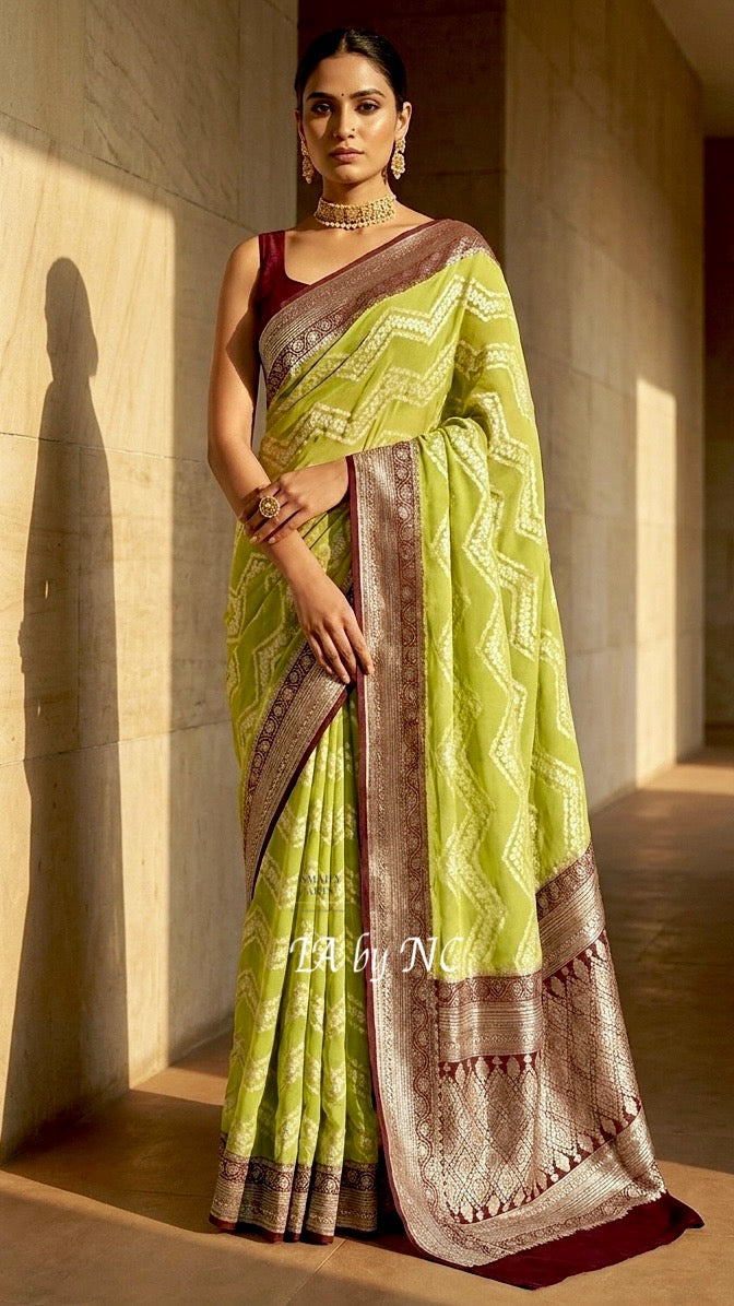 Moss Banarasi Pure Khaddi Georgette Saree