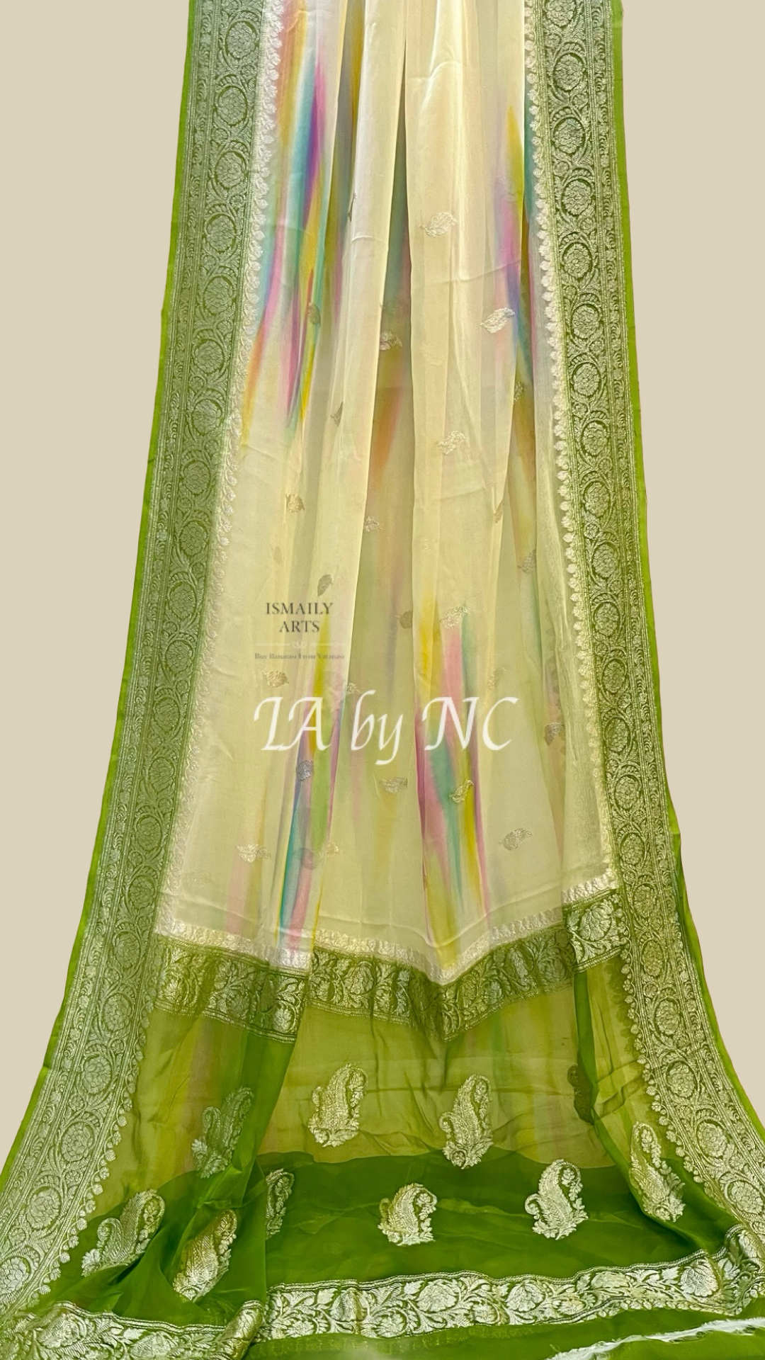 Olive Banarasi Pure Khaddi Georgette Kadwa Saree