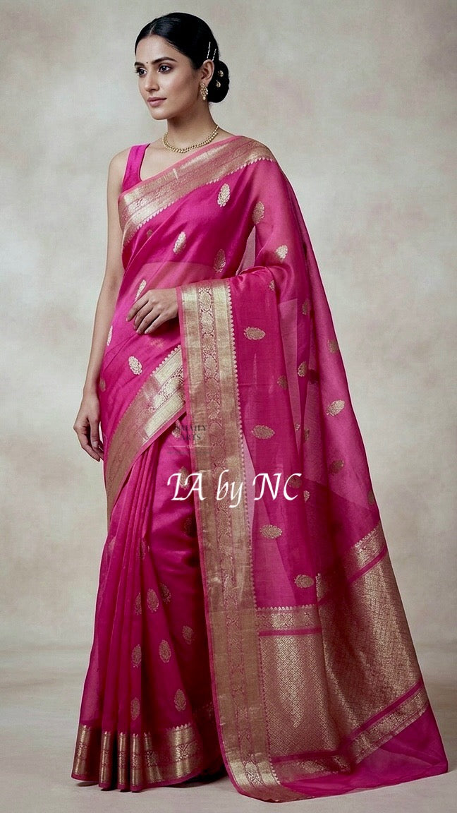 Mulberry Banarasi Pure Kora Silk Kadwa Saree