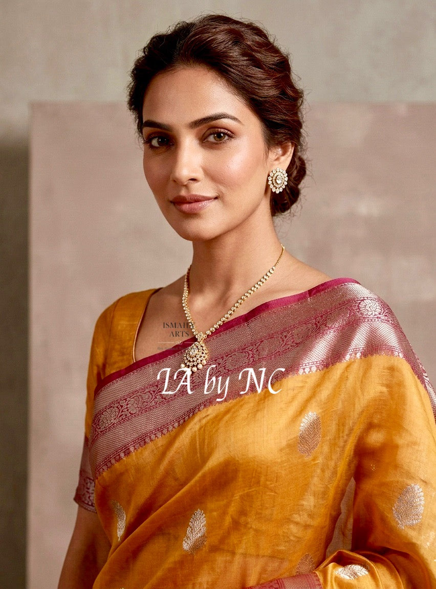 Honey Banarasi Pure Kora Organza Kadwa Saree