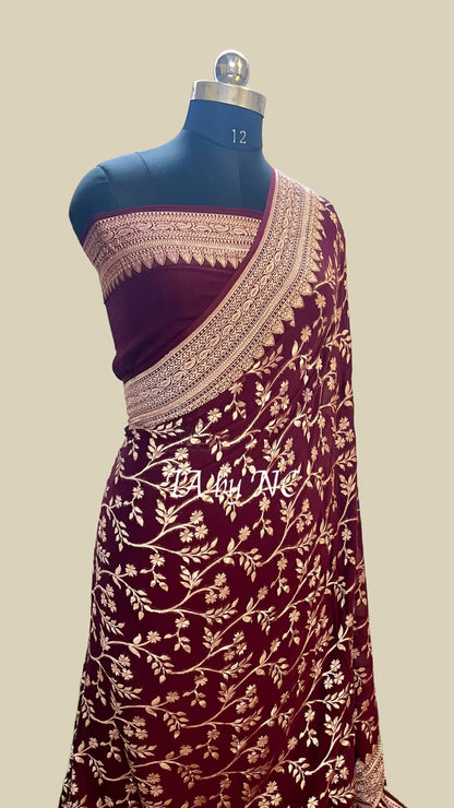 Hickory Banarasi Pure Khaddi Georgette Saree