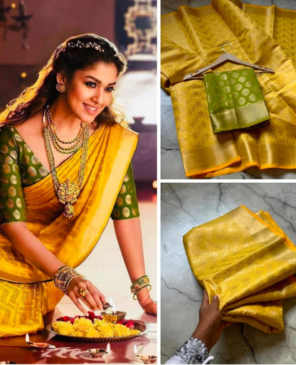 Nayanthara Inspired Banarasi Blend Tissue Brocade Saree