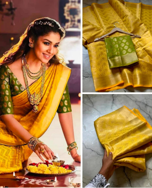 Nayanthara Inspired Banarasi Blend Tissue Brocade Saree