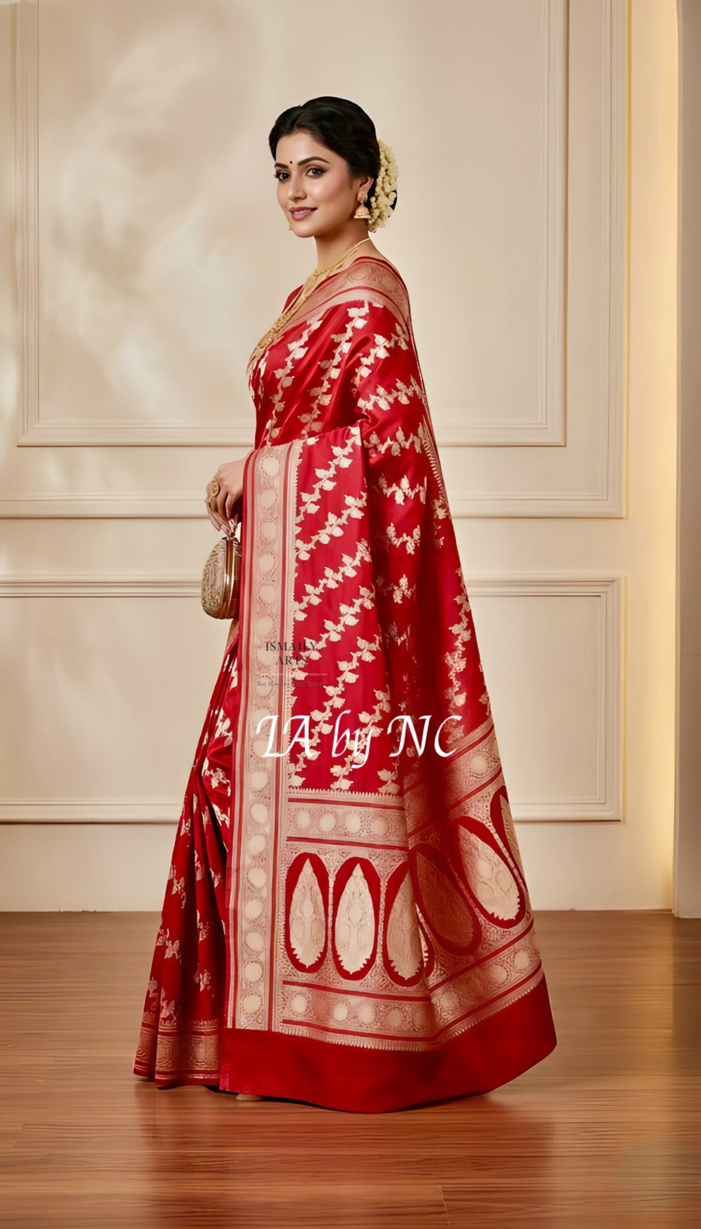 Crimson Banarasi Mashru Katan Silk Saree