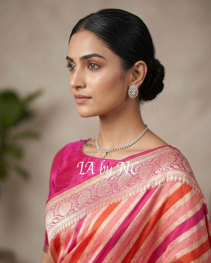 Brick Banarasi Pure Chiffon Georgette Saree