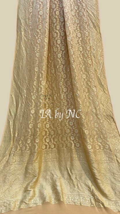 Beige Banarasi Pure Khaddi Georgette Saree