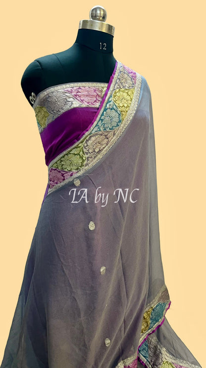 Iron Banarasi Pure Khaddi Georgette Kadwa Saree