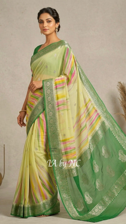 Hunter Banarasi Pure Khaddi Georgette Kadwa Saree