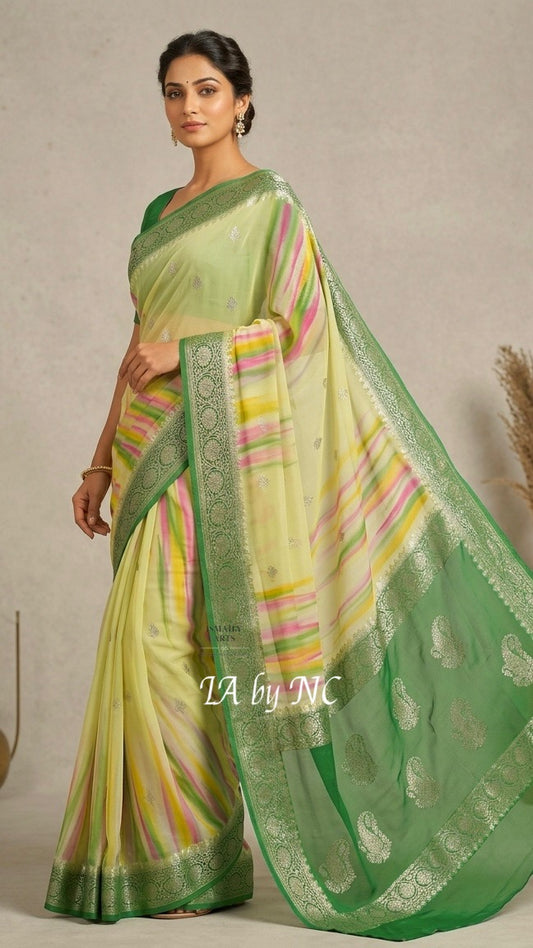 Hunter Banarasi Pure Khaddi Georgette Kadwa Saree