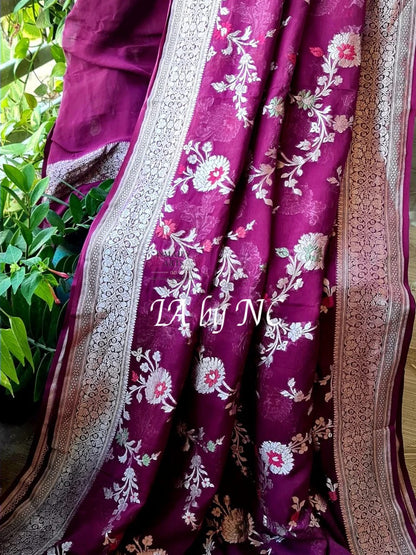 Byzantine Banarasi Pure Khaddi Georgette Meenakari Saree