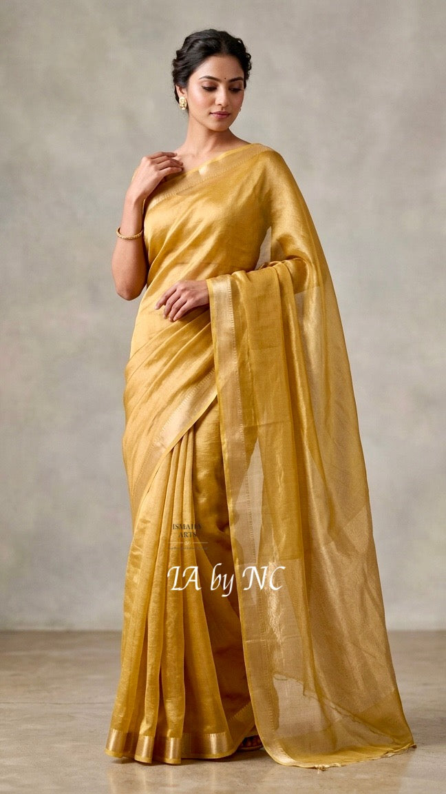 Corn Banarasi Pure Tissue Silk Saree