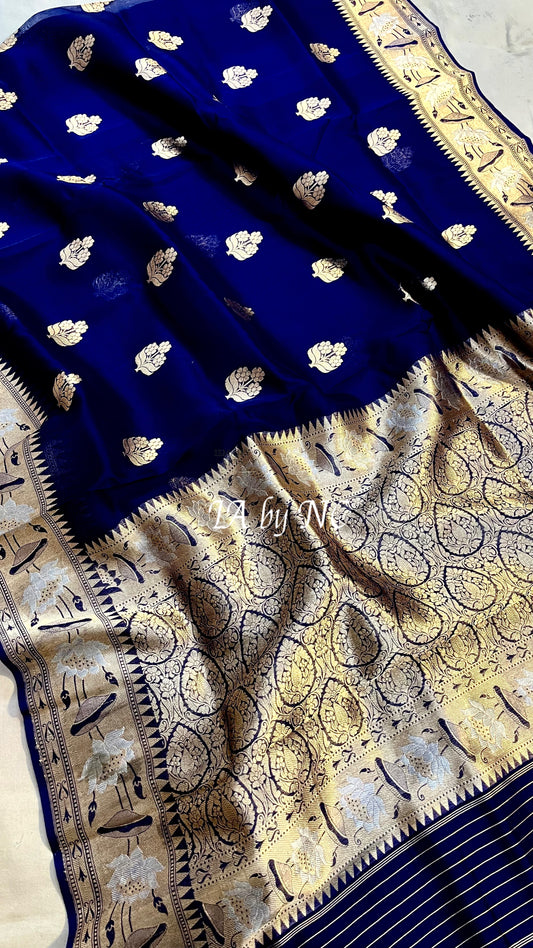 Space Banarasi Pure Kora Silk Kadwa Saree
