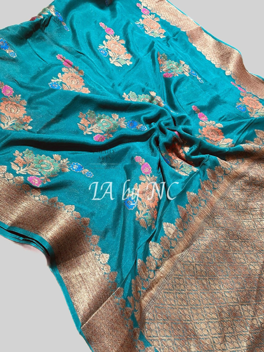 Teal Green Banarasi Pure Chiffon Georgette Saree