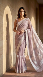 Natural Banarasi Pure Khaddi Tissue Georgette Kadwa Saree