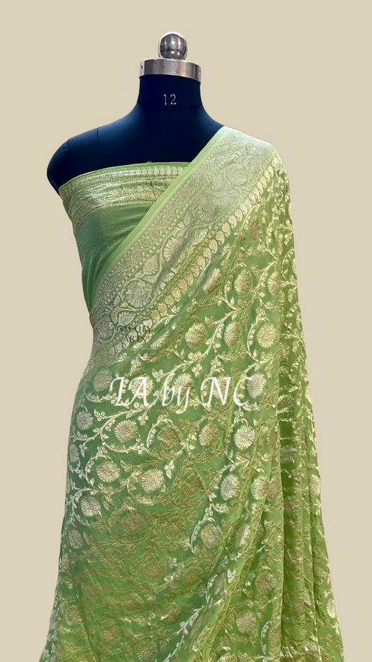Iguana Banarasi Pure Khaddi Georgette Saree