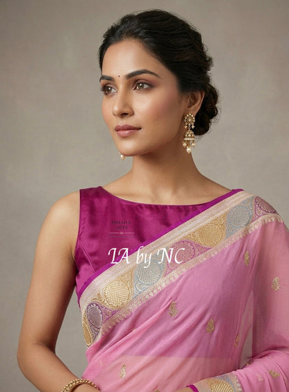 Taffy Banarasi Pure Khaddi Georgette Kadwa Saree