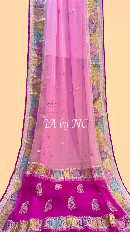 Taffy Banarasi Pure Khaddi Georgette Kadwa Saree