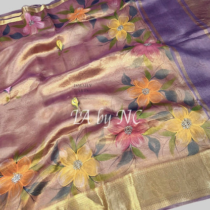 Grape Banarasi Pure Tissue Silk Saree