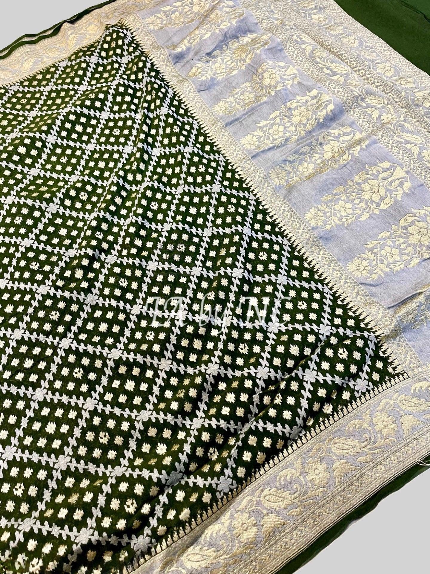 Army Banarasi Pure Khaddi Georgette Saree
