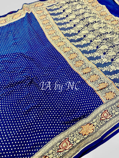 Prussian Banarasi Pure Khaddi Georgette Saree
