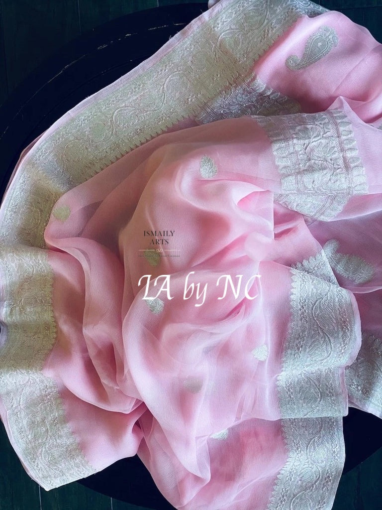 Baby Banarasi Pure Khaddi Georgette Kadwa Saree