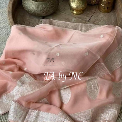 Carnation Banarasi Pure Khaddi Georgette Kadwa Saree