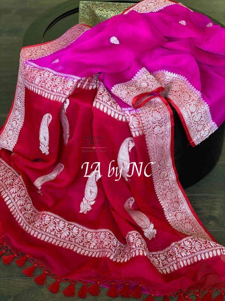 Rani Banarasi Pure Khaddi Georgette Kadwa Saree