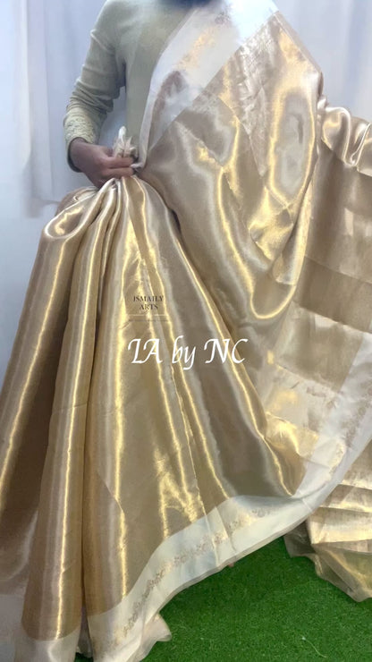 Offwhite Banarasi Pure Tissue Silk Brocade Saree