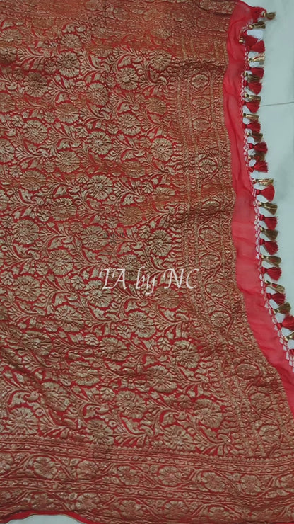 Offwhite Banarasi Pure Khaddi Georgette Saree