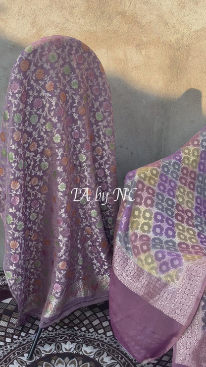 Byzantine Banarasi Pure Khaddi Tissue Georgette Suit Dupatta