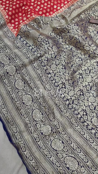 Crimson Banarasi Pure Khaddi Georgette Saree