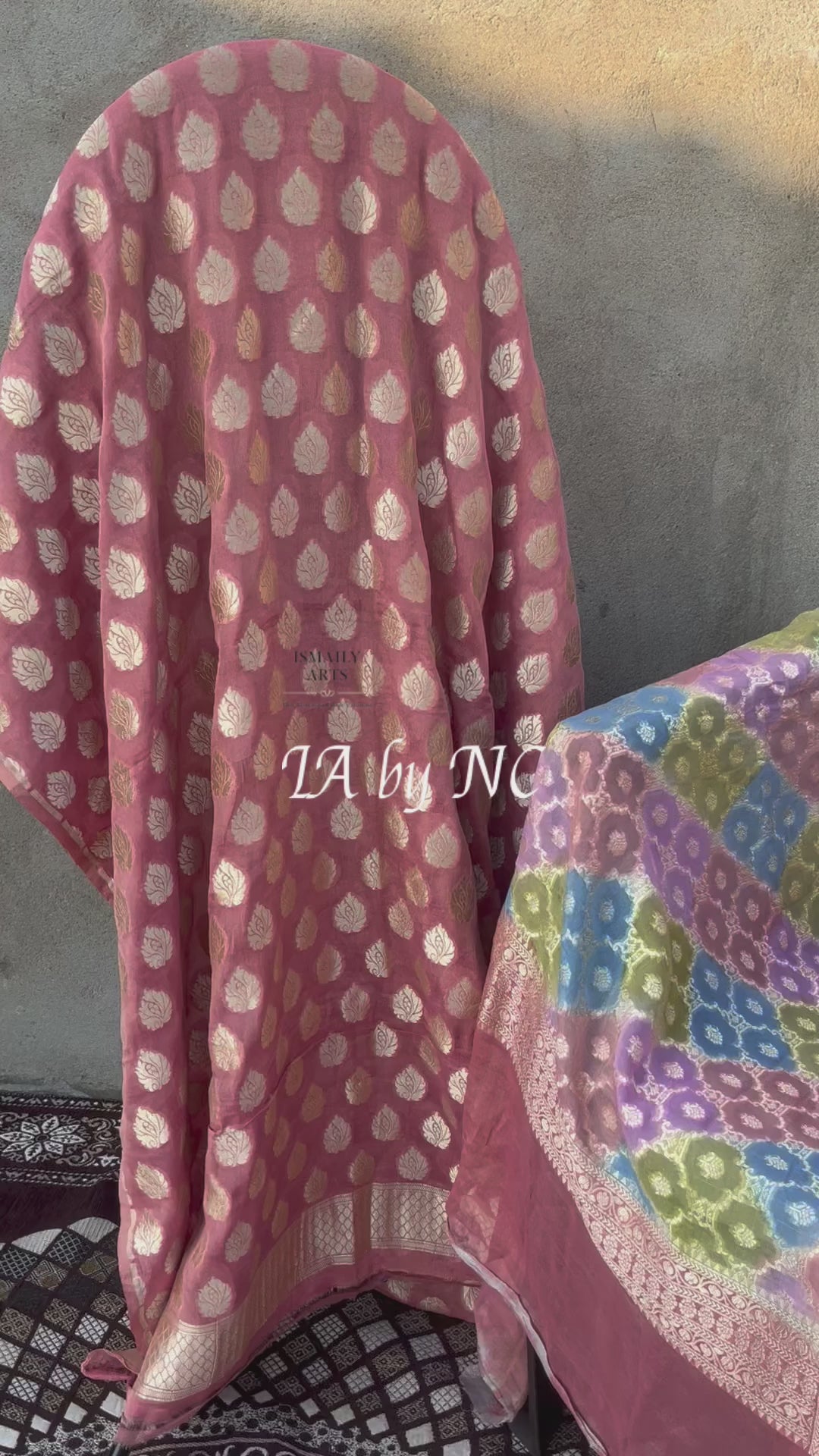 Salmon Banarasi Pure Khaddi Tissue Georgette Dress Materials