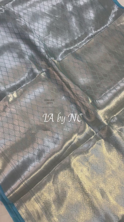 Sky Banarasi Pure Tissue Silk Brocade Saree