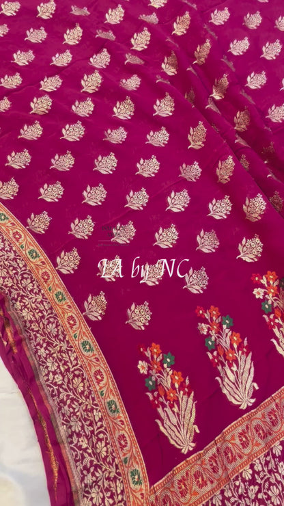 Mulberry Banarasi Pure Khaddi Georgette Saree