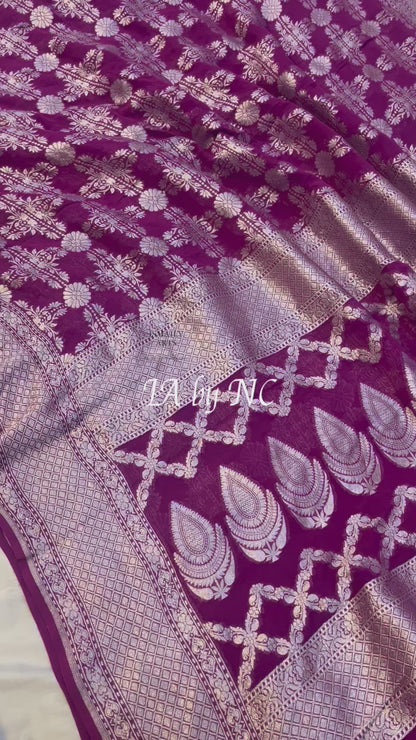 Byzantine Banarasi Pure Khaddi Georgette Saree
