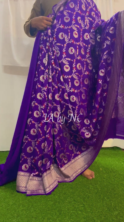 Grape Banarasi Pure Munga Silk Saree