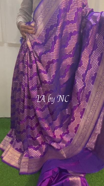 Grape Banarasi Pure Katan Silk Pattu Saree
