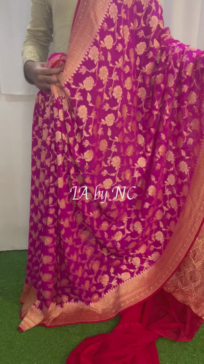 Rani Banarasi Pure Khaddi Georgette Saree