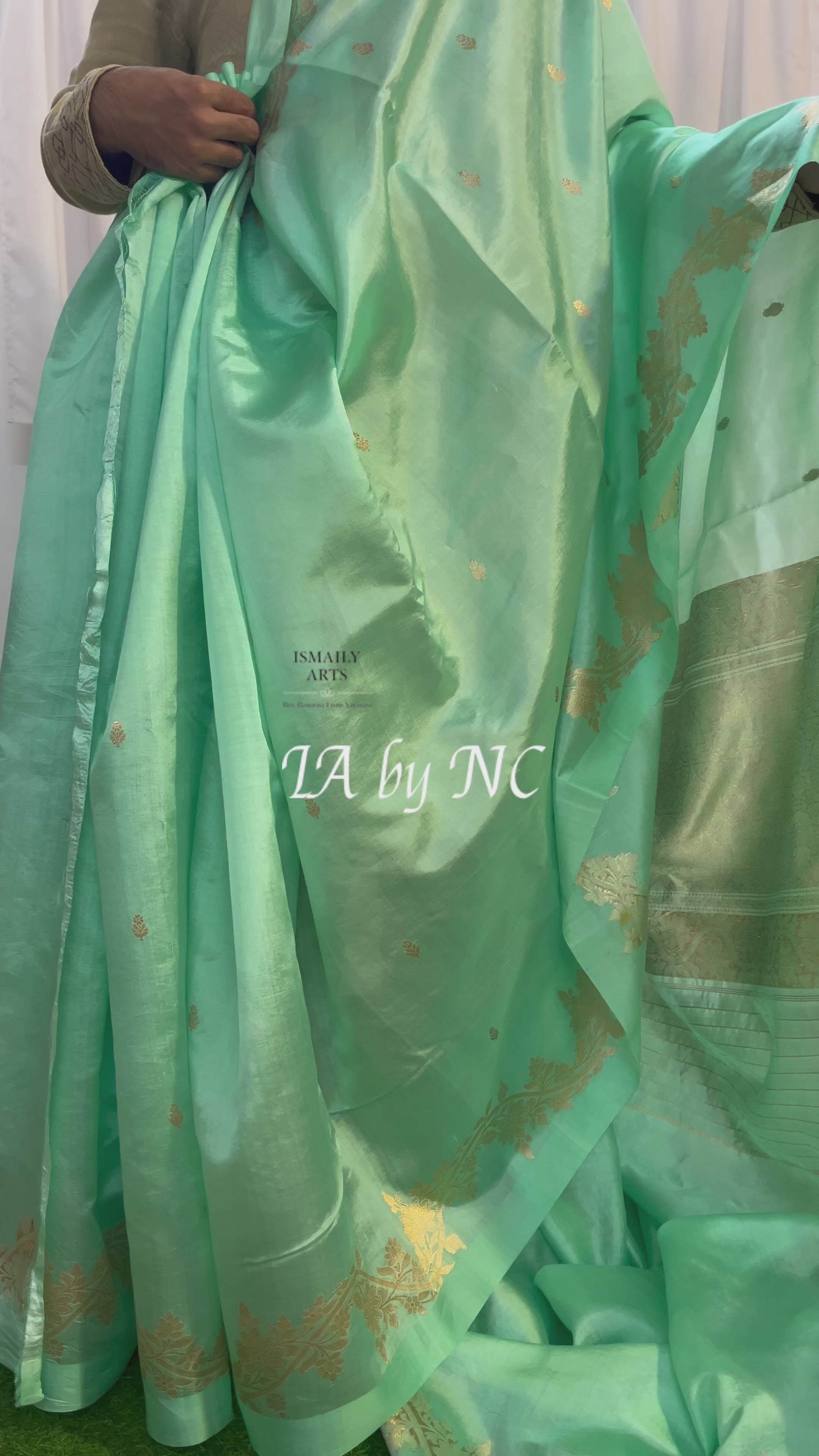 Turquoise Banarasi Pure Katan Silk Mango Kadwa Saree