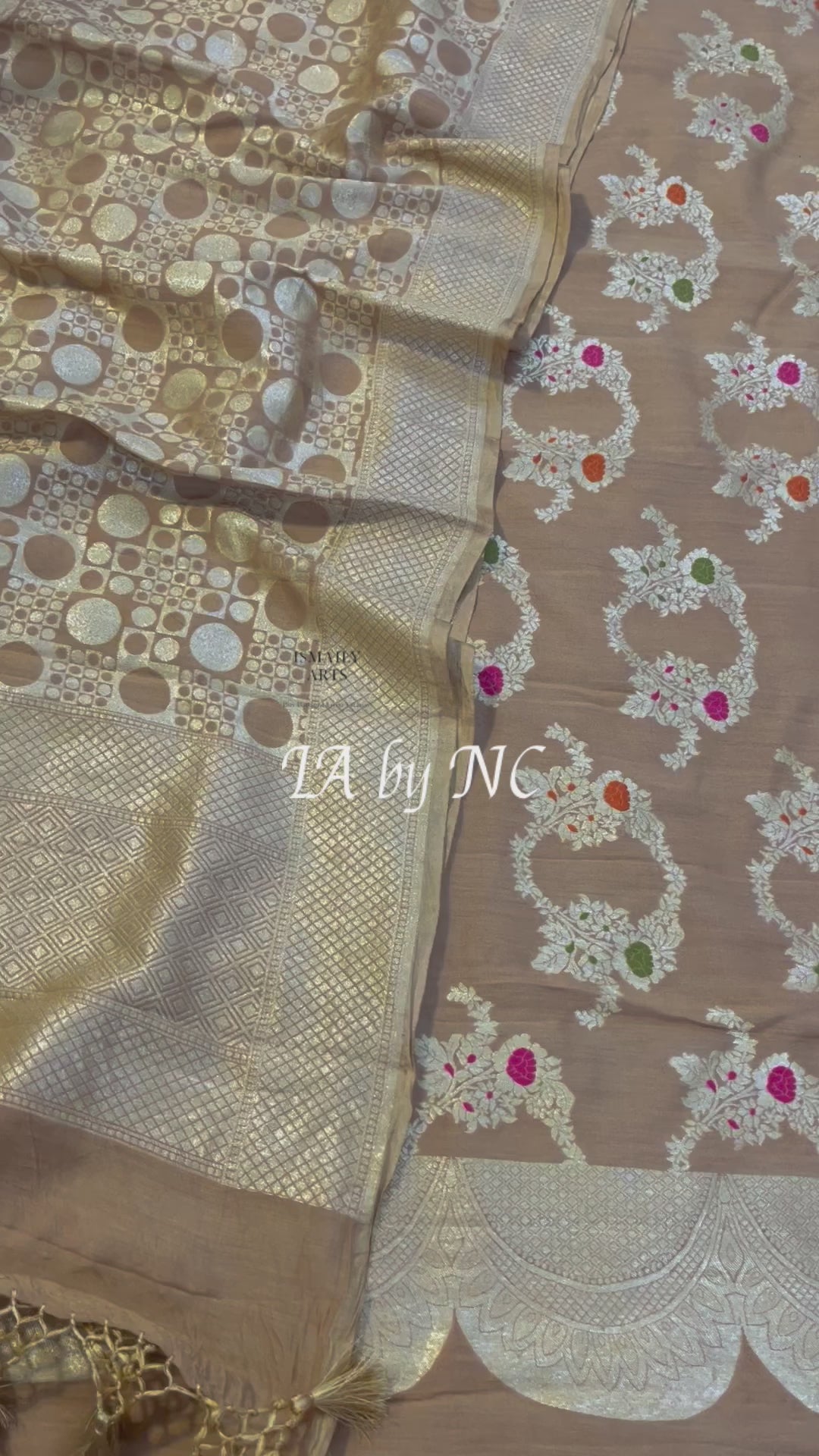 Beige Banarasi Pure Munga Silk Dress materials