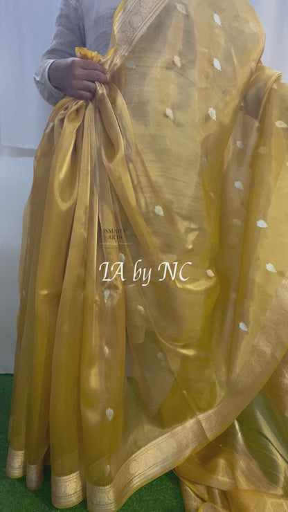 Goldenrod Banarasi Pure Tissue Silk Sona Rupa Kadwa Saree