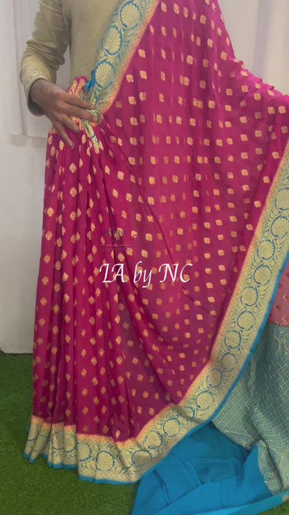 Mulberry Banarasi Pure Khaddi Georgette Saree