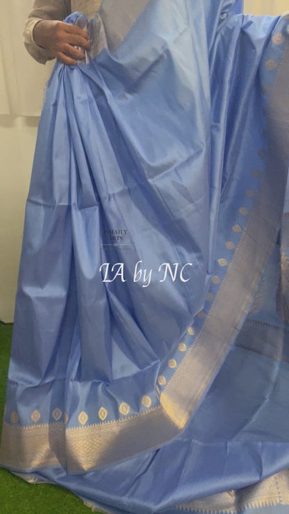 Cornflower Banarasi Pure Katan Silk Pattu Sona Rupa Saree